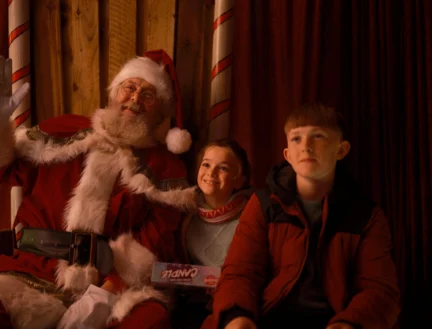 A family enjoys a festive moment with Santa at Park Place Apartments, Killarney.
